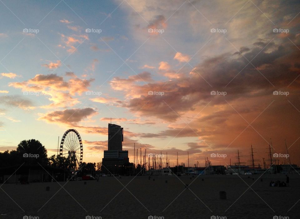 Beautiful sunset in Gdynia Poland 