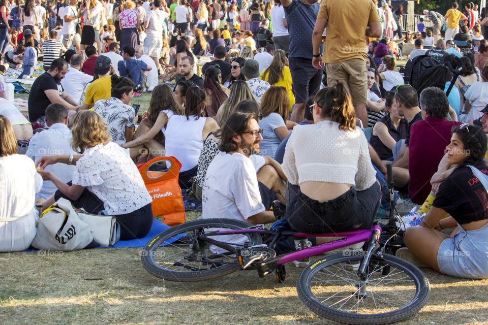 Colorful crowd at the grass