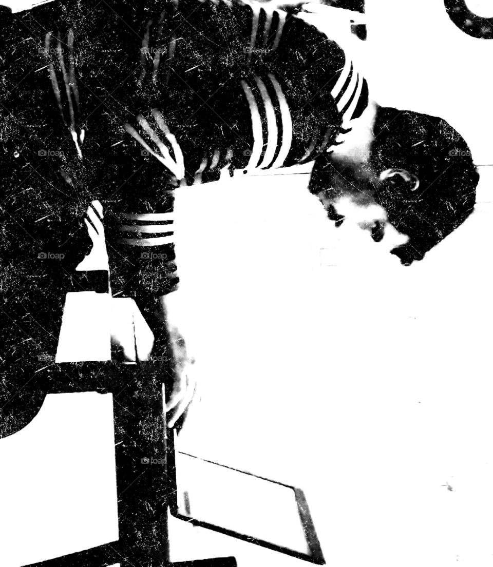 my husband on computer