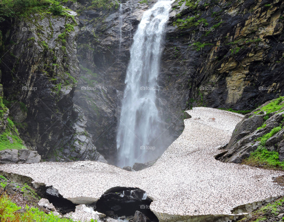 waterfall and glacier