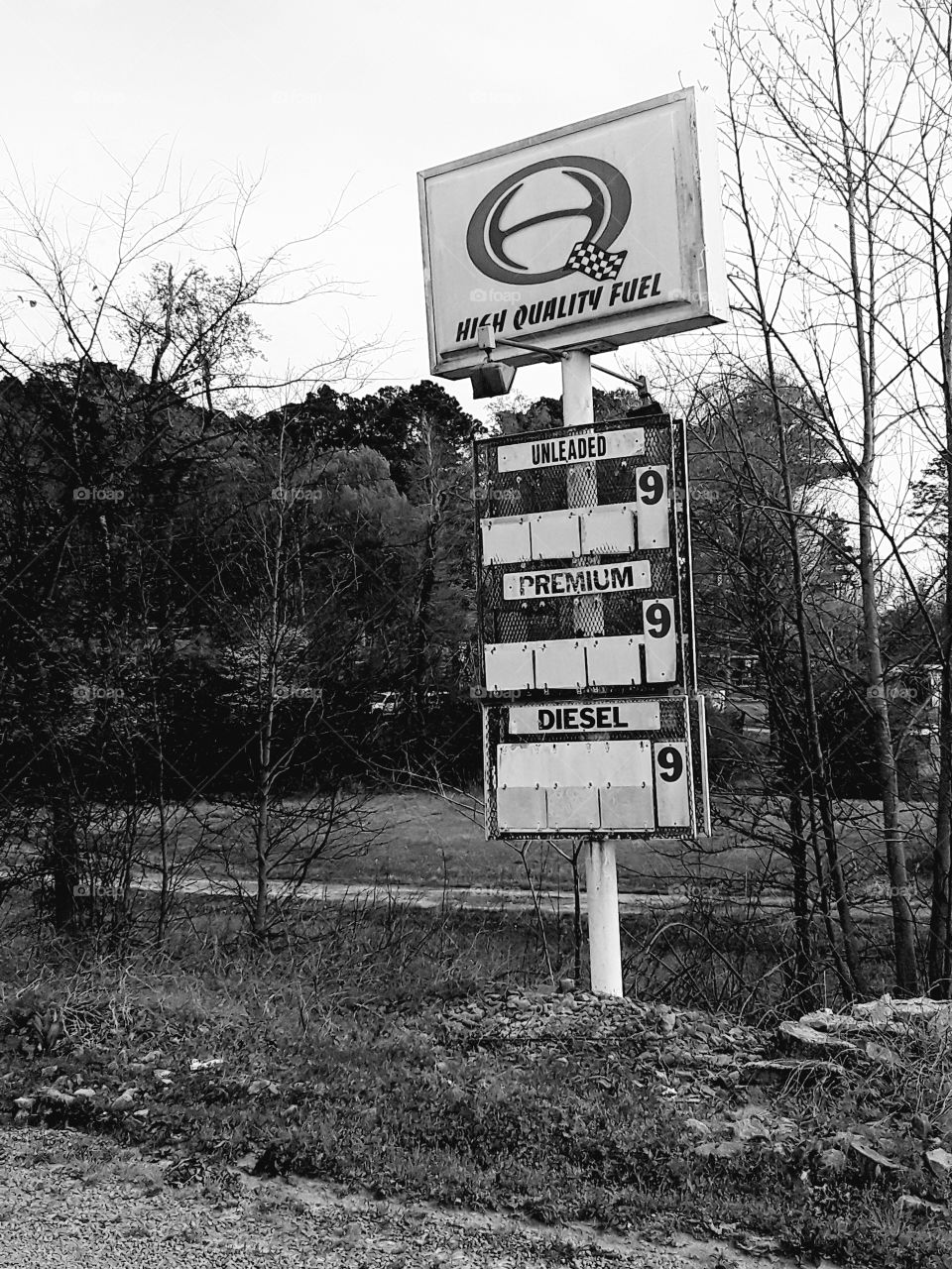 Old Gas Station Sign - Black & White