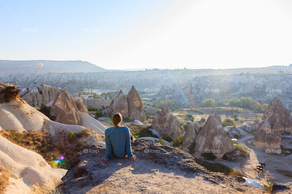 Woman in the mountains of Cappadocia