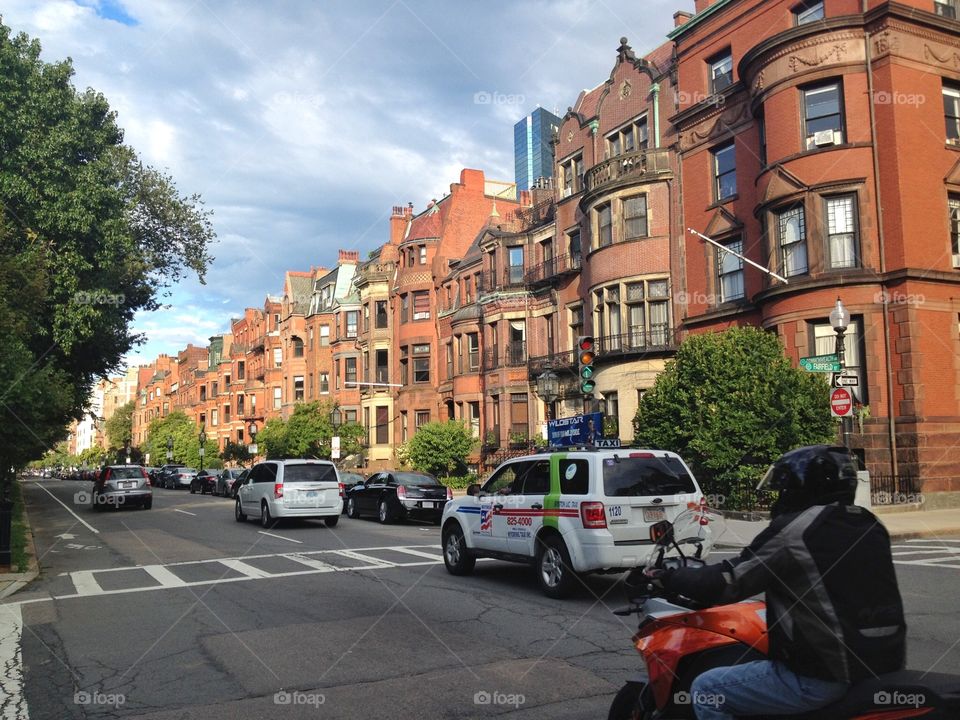 Street of Boston . Traffic in a street of Boston