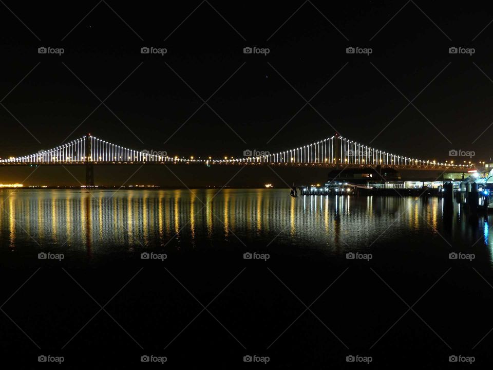 San Francisco Bay Bridge at night