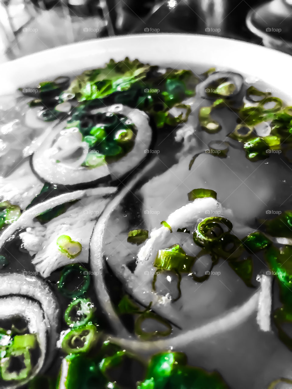 Green Onions. Hot Soup. Pop of Color. 