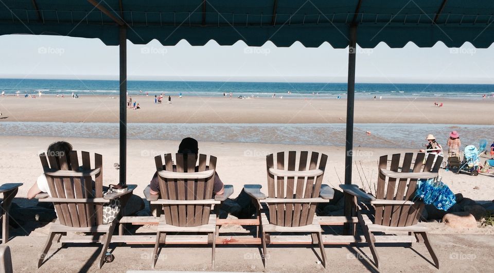 People relaxing at sea