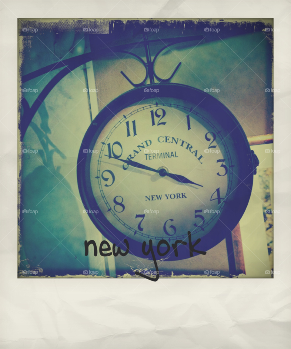 Grand Central Station clock captured on instant film