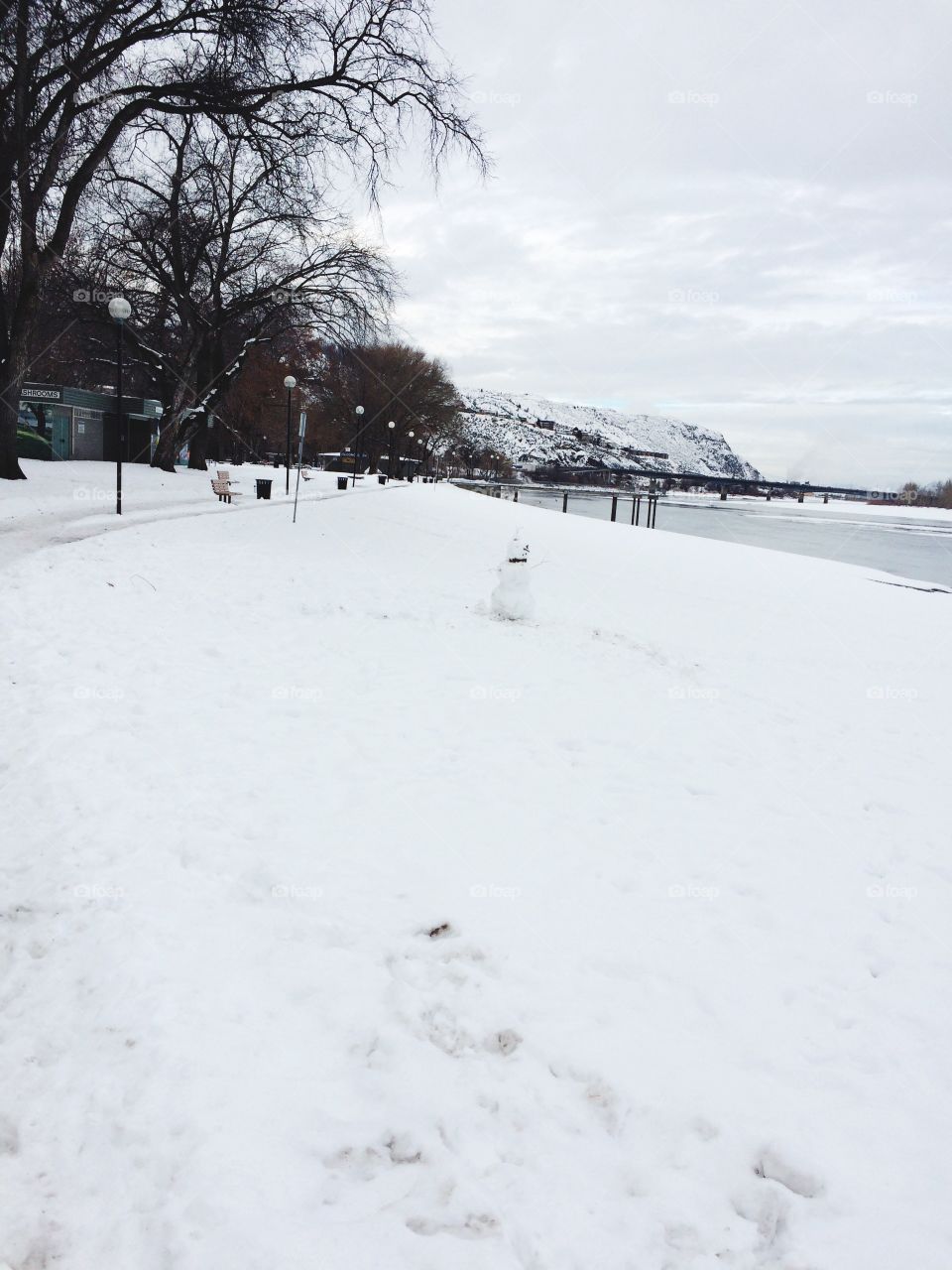 Snowy day at riverside park! 