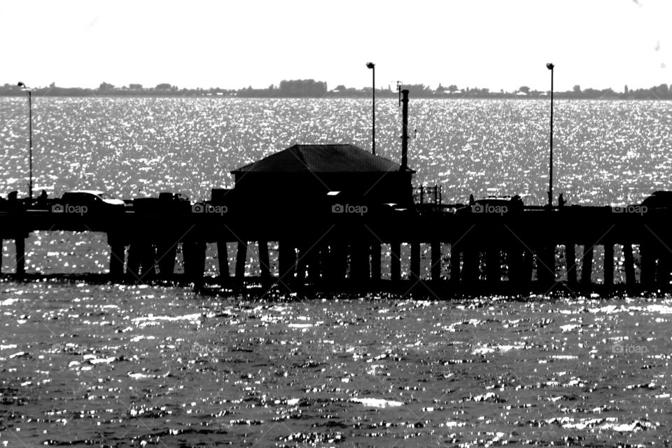 Black and white pier