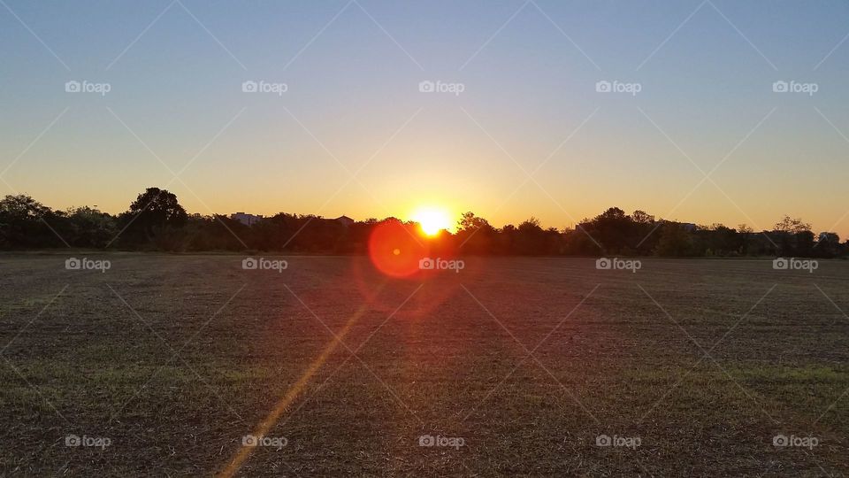 Sunrise in the country side. First lught on the fields