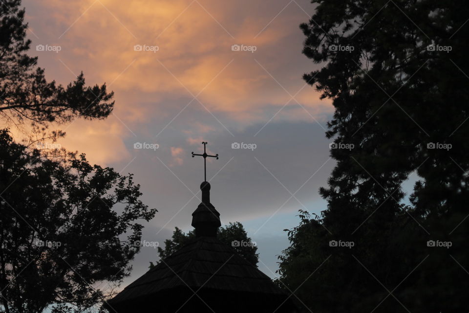 Church,sunset