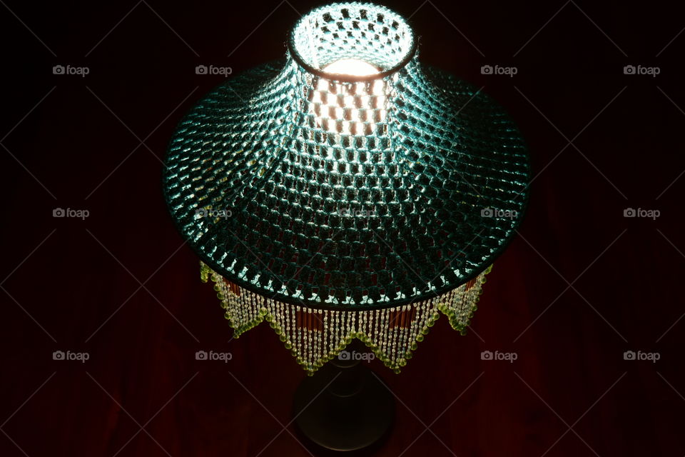 Light through blue lampshade