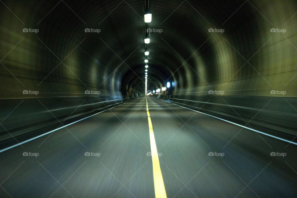 Driving through a tunnel in Norway 