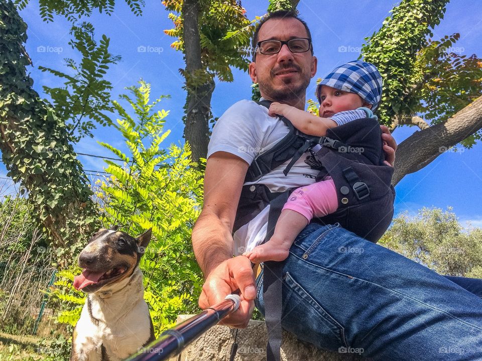 Selfie Baby, Dog and Dad
