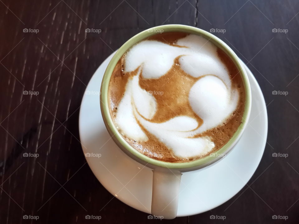 hot coffee. latte art   good time