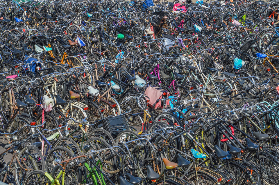 Bicycles Parking At Amsterdam The Netherlands