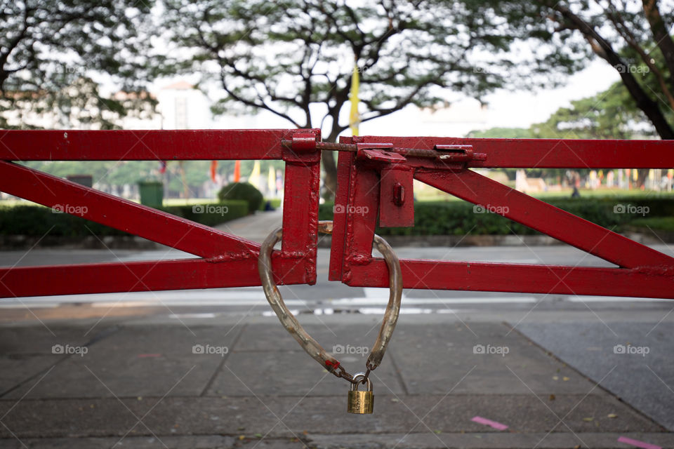 Chain lock fence in the entrance