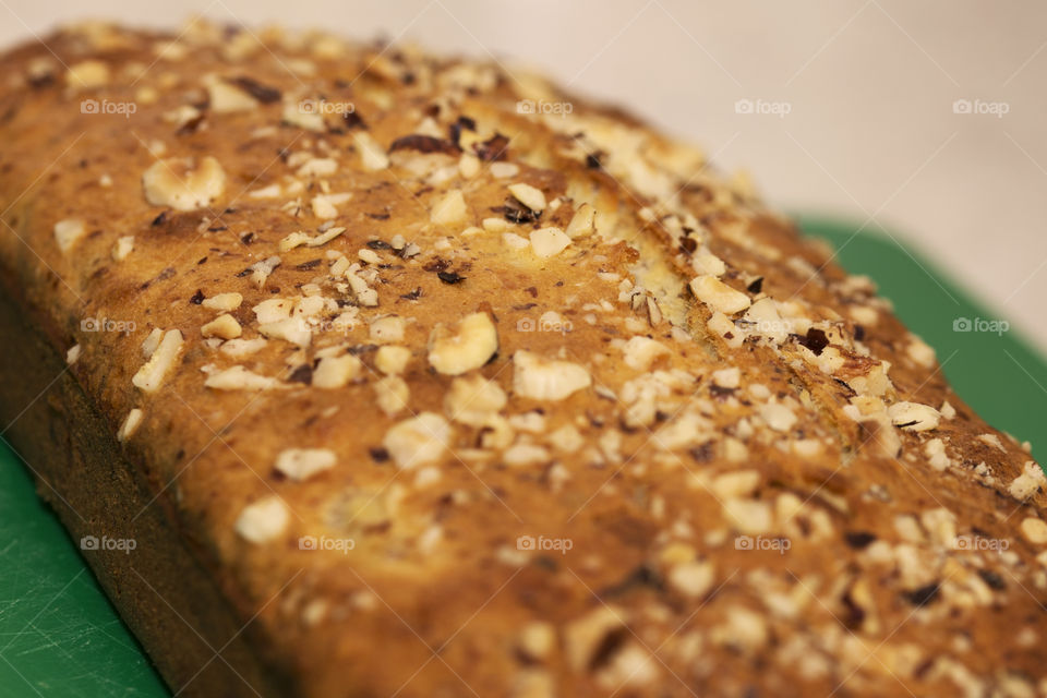 Delicious homemade banana bread with crunchy topping