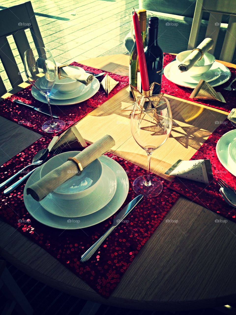 Christmas table setting for four