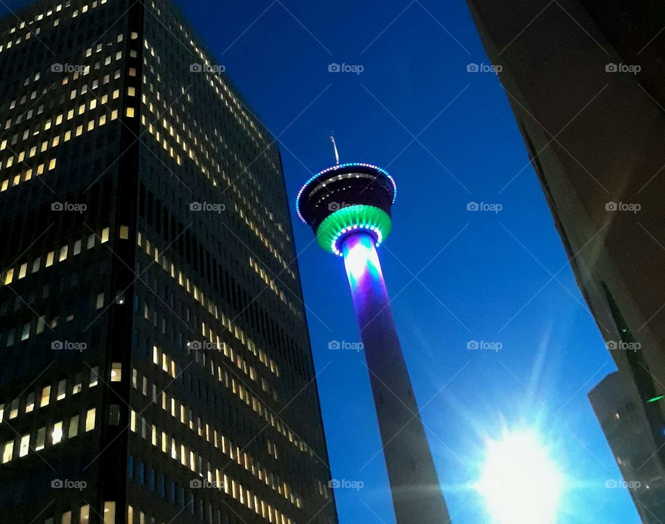 Calgary Tower At Night