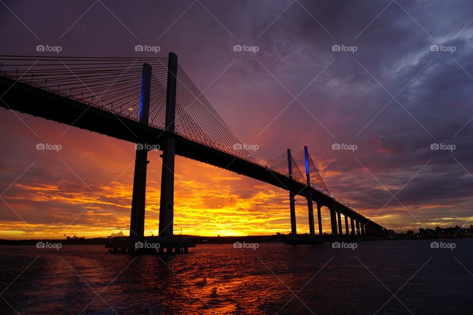 Newton Navarro bridge. Boat trip along Rio Potenji in Natal.