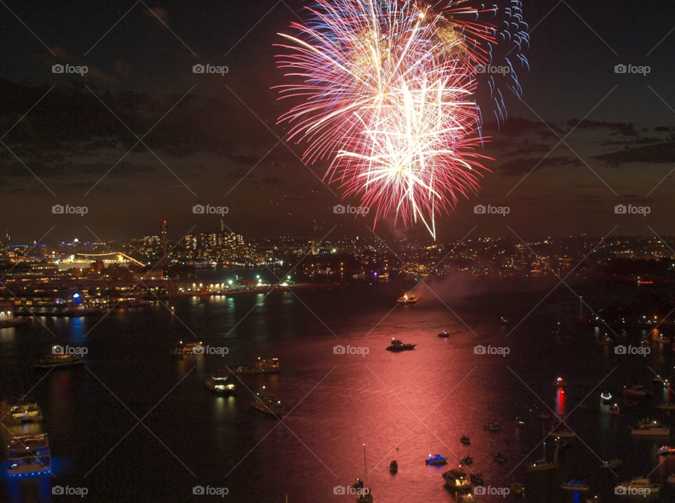 Fireworks in Australia at night