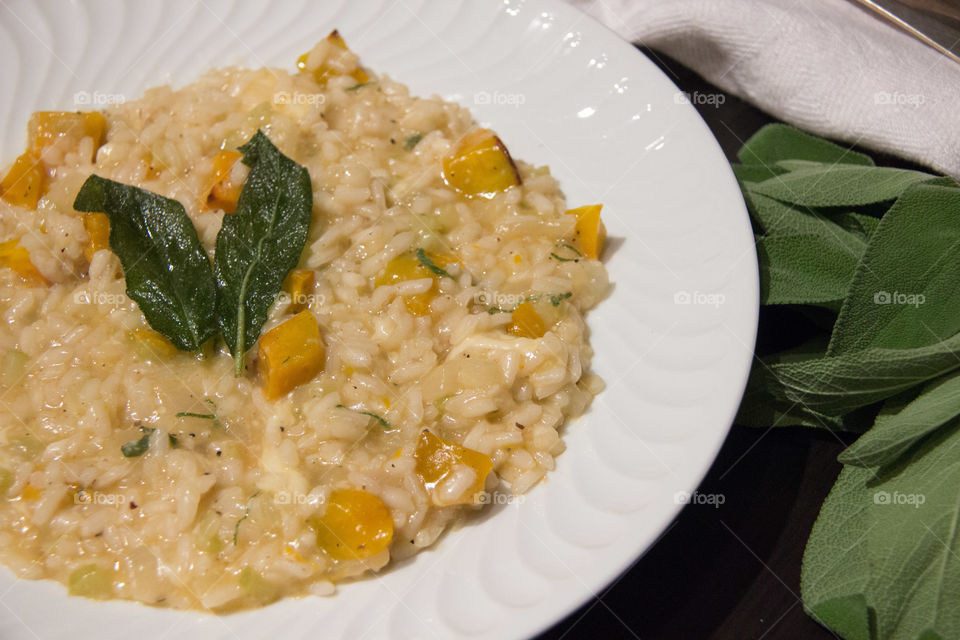 Pumpkin and sage risotto 