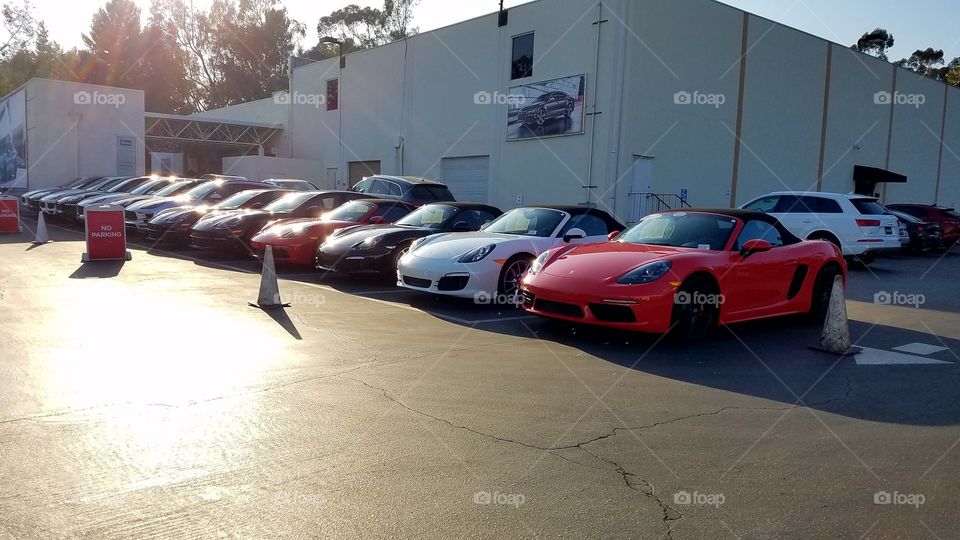 Row of parked Porches