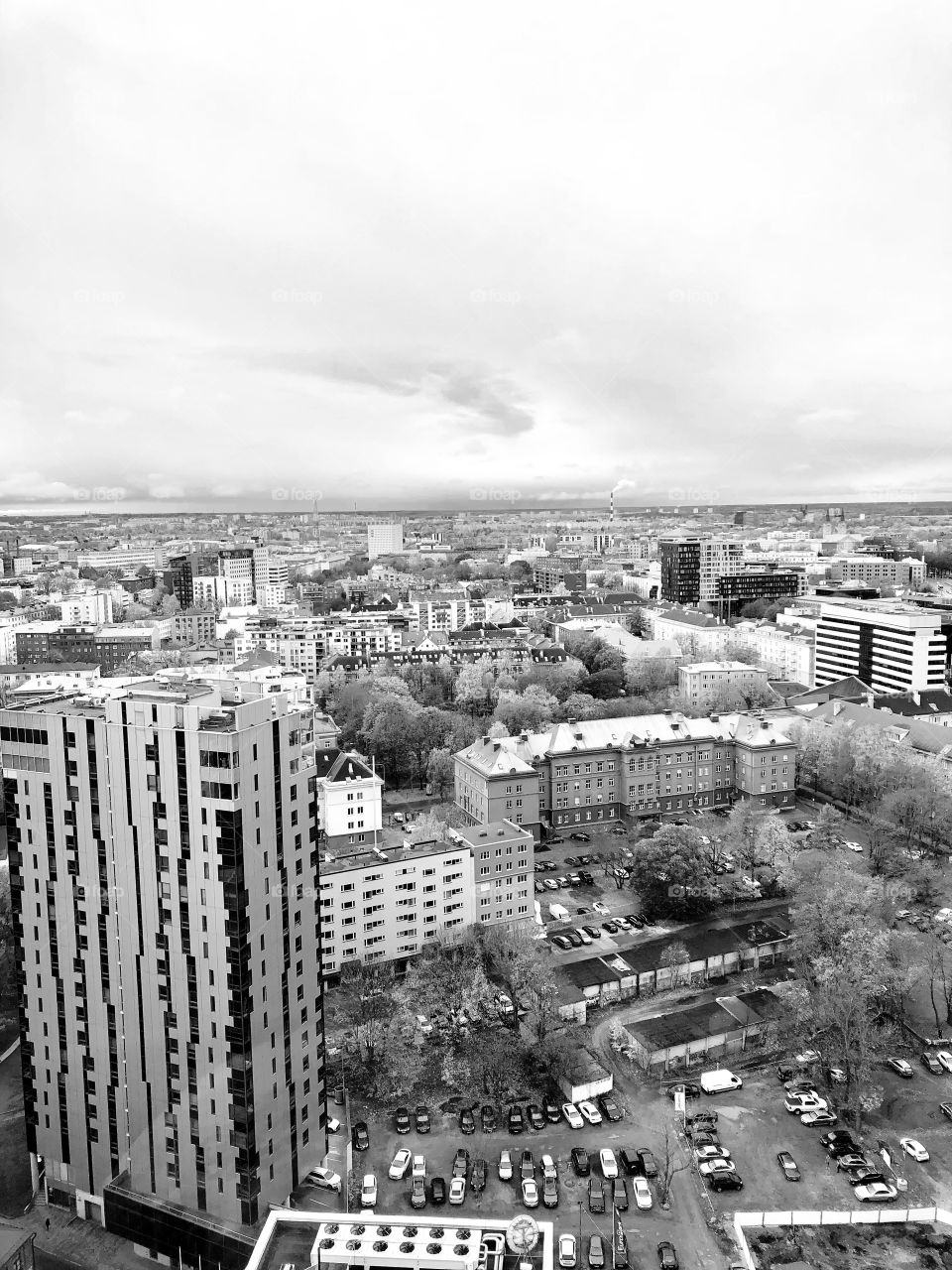 A beautiful black and white view over the city 