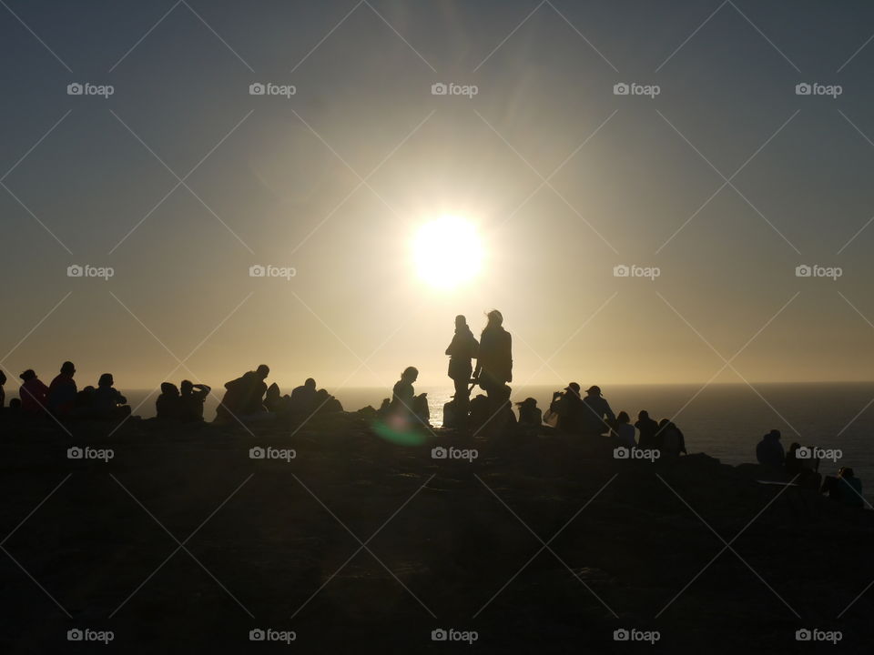 shadows. the last sunset of continental europe near Sagres