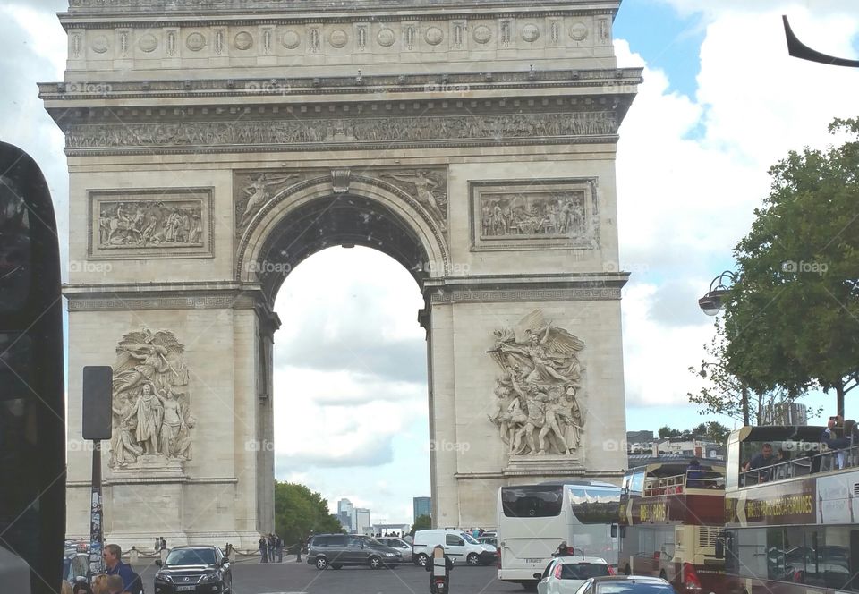 Driving around the arc de Triomphe on my trip to Paris.