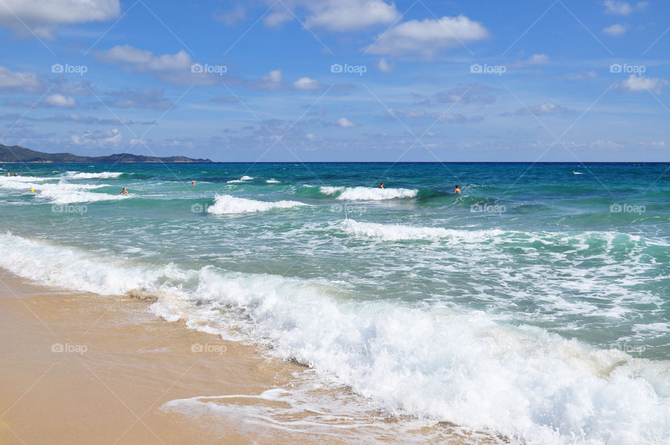 Sardinia stormy water of Mediterranean sea