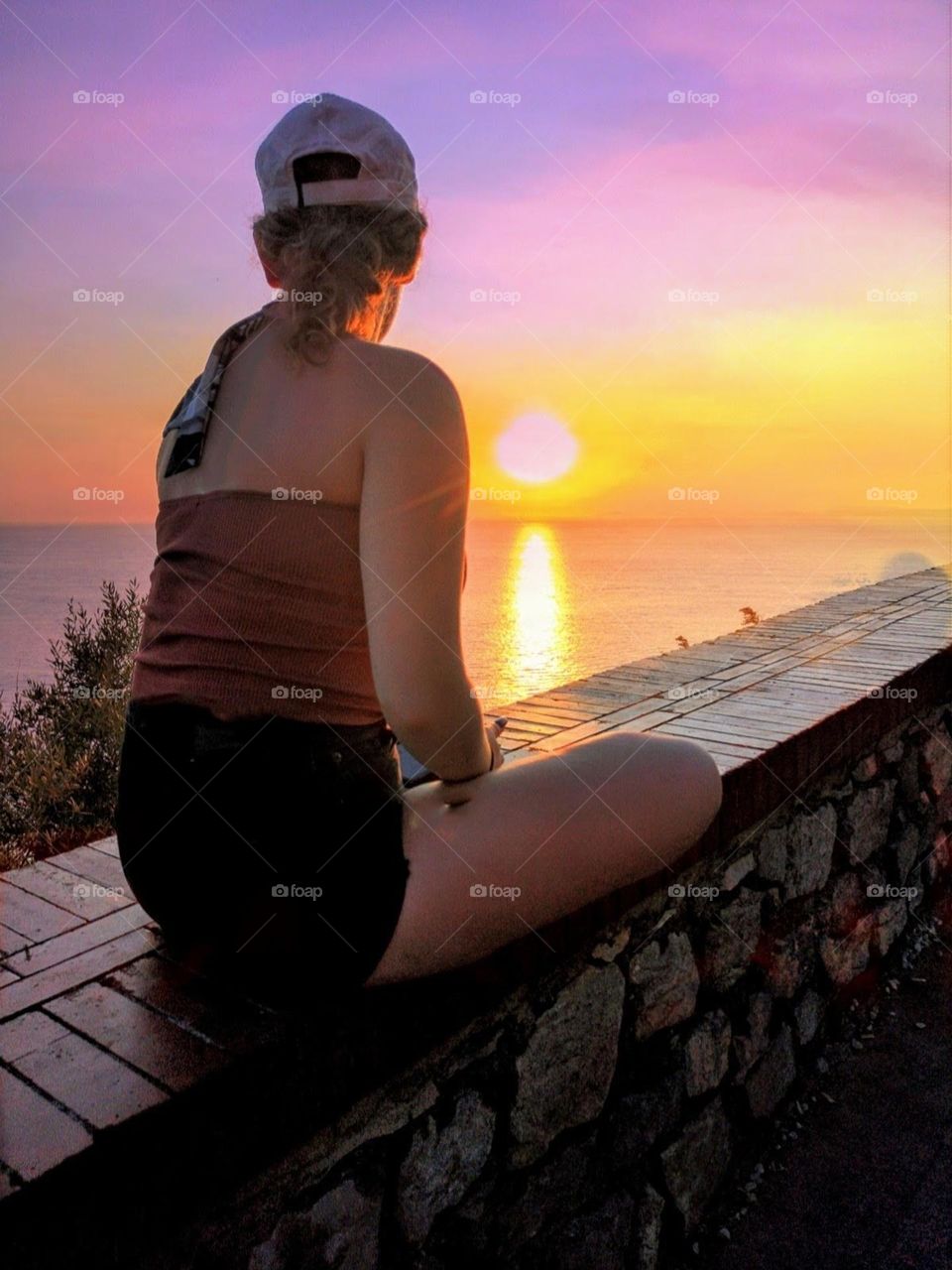 Sunset near the ocean in Italy