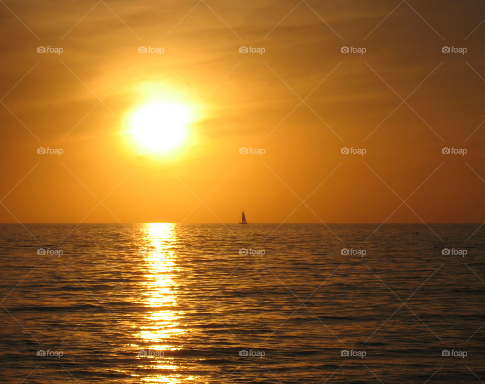 Sailboat sunset. Sailboat sunset