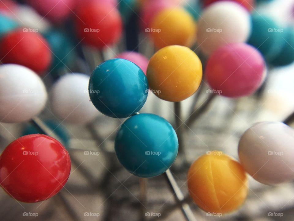 Group of Colorful Ball Top Straight Pins 