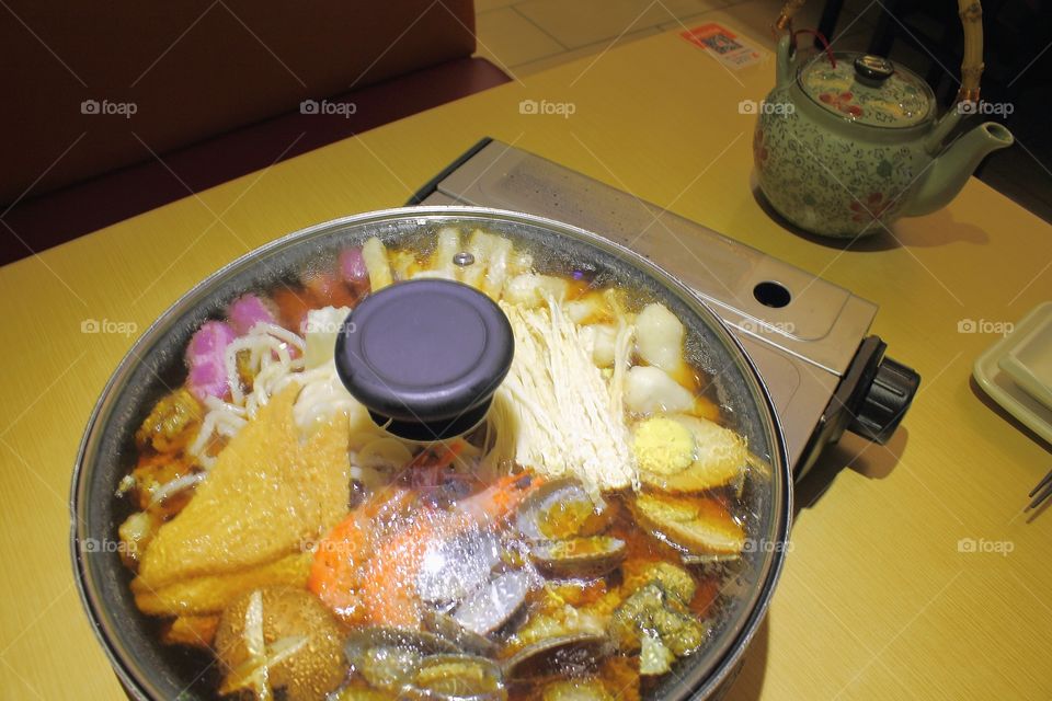 Seafood ragout in a pan