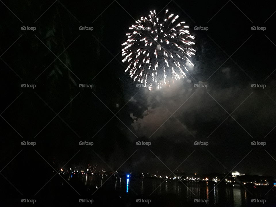 4th of July celebration at the Esplanada Charles River Boston MA lights and colors