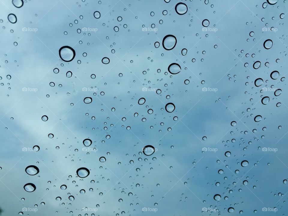 Rain on windshield. 