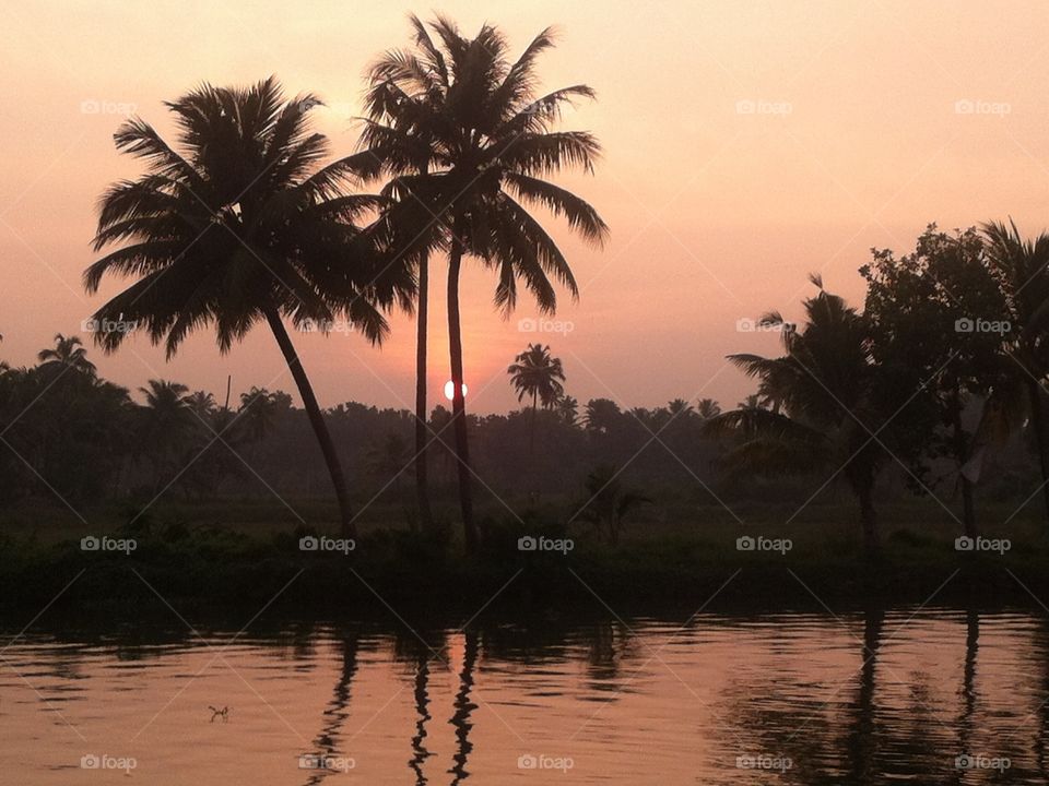 sunset in the backwzters India