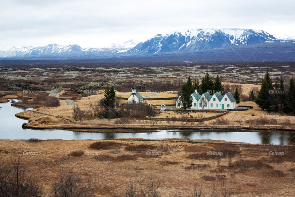 Stream flowing through pingvellir national park