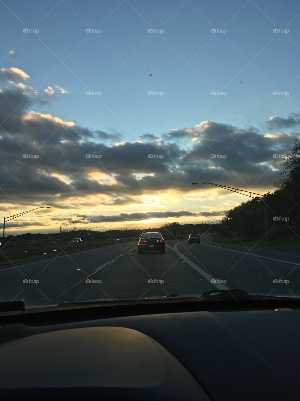 Sunset over highway 