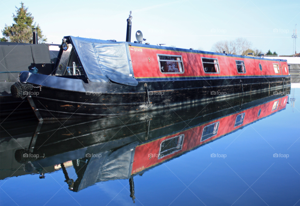 boat reflection colour canal by loz091262
