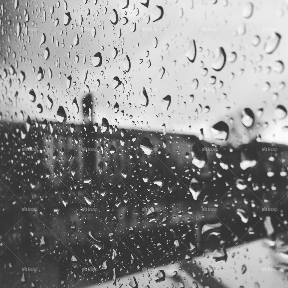 Rain on window. 
