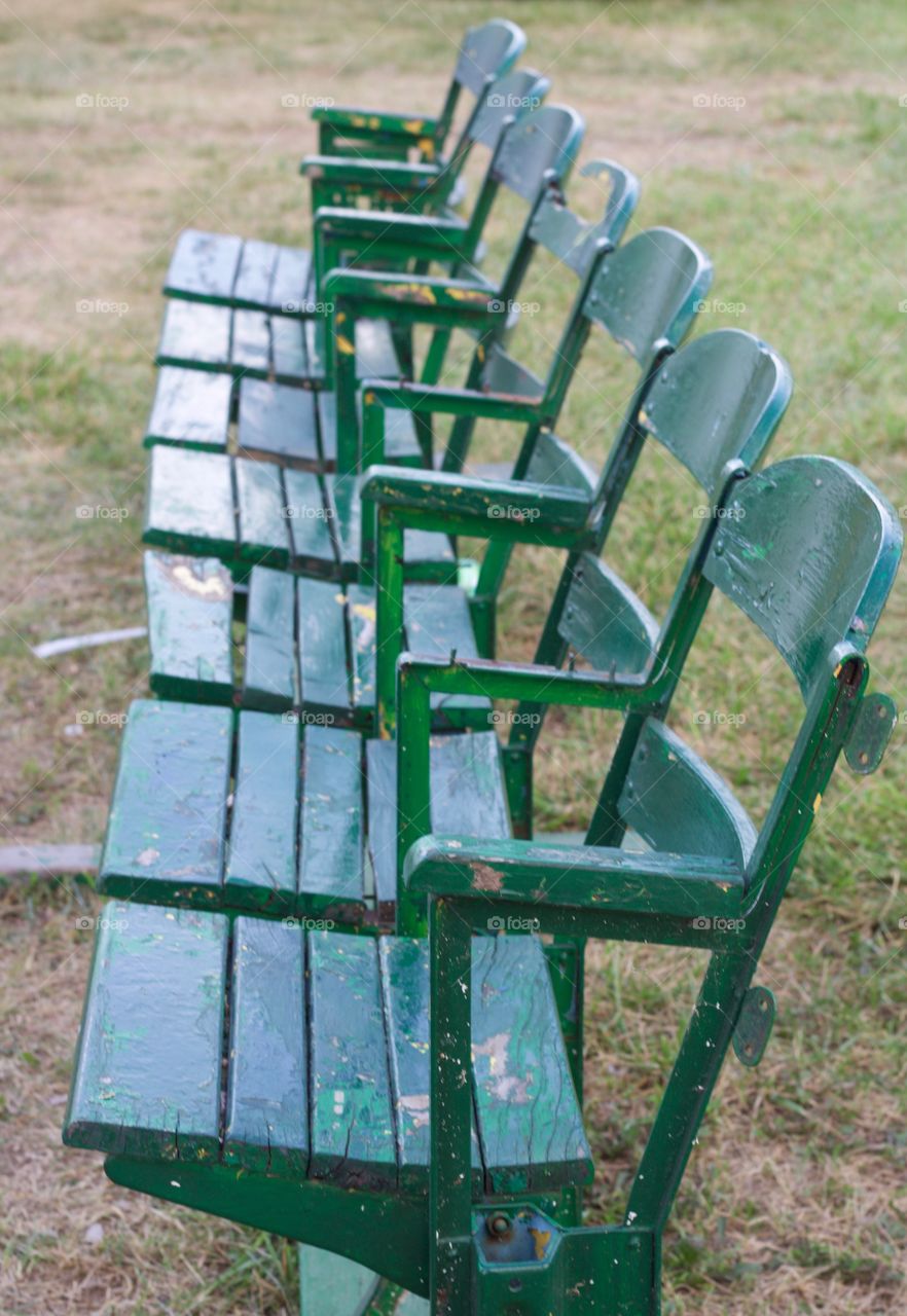 Re-purposed arena seating for county fair-goers to take a break 