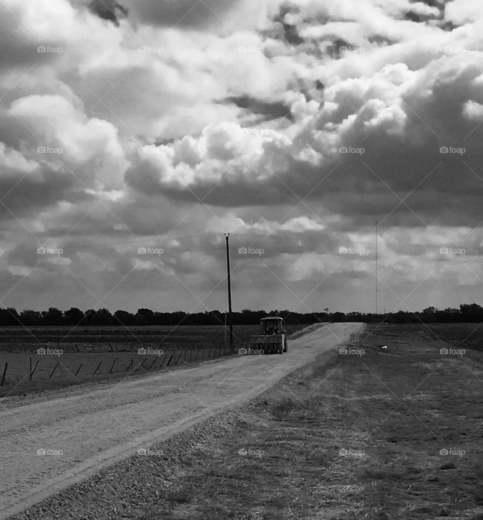 Tractor on an old dirt road 