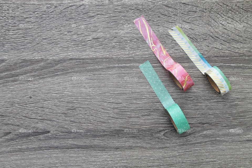 three washi tape on wooden table for bloggers