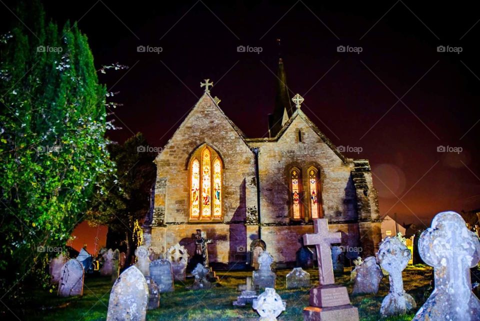 A midnight mass. Astrophotography shoot at Bradpole churchyard 