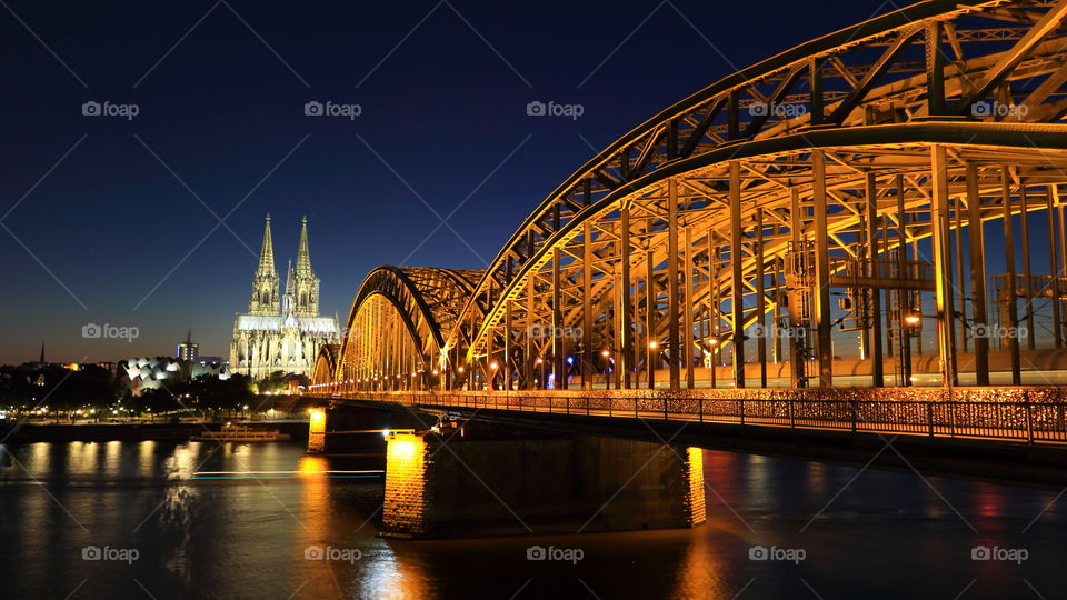 The beautiful German City of North Rhine Westfalica Cologne with the Dom,the bridge and the Rhine River