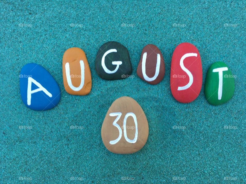 30 August, calendar date on colored stones 