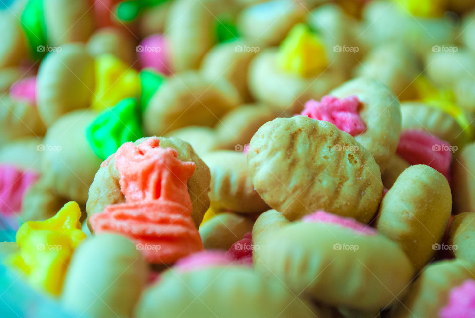 Small cookies with colorfull candy topping